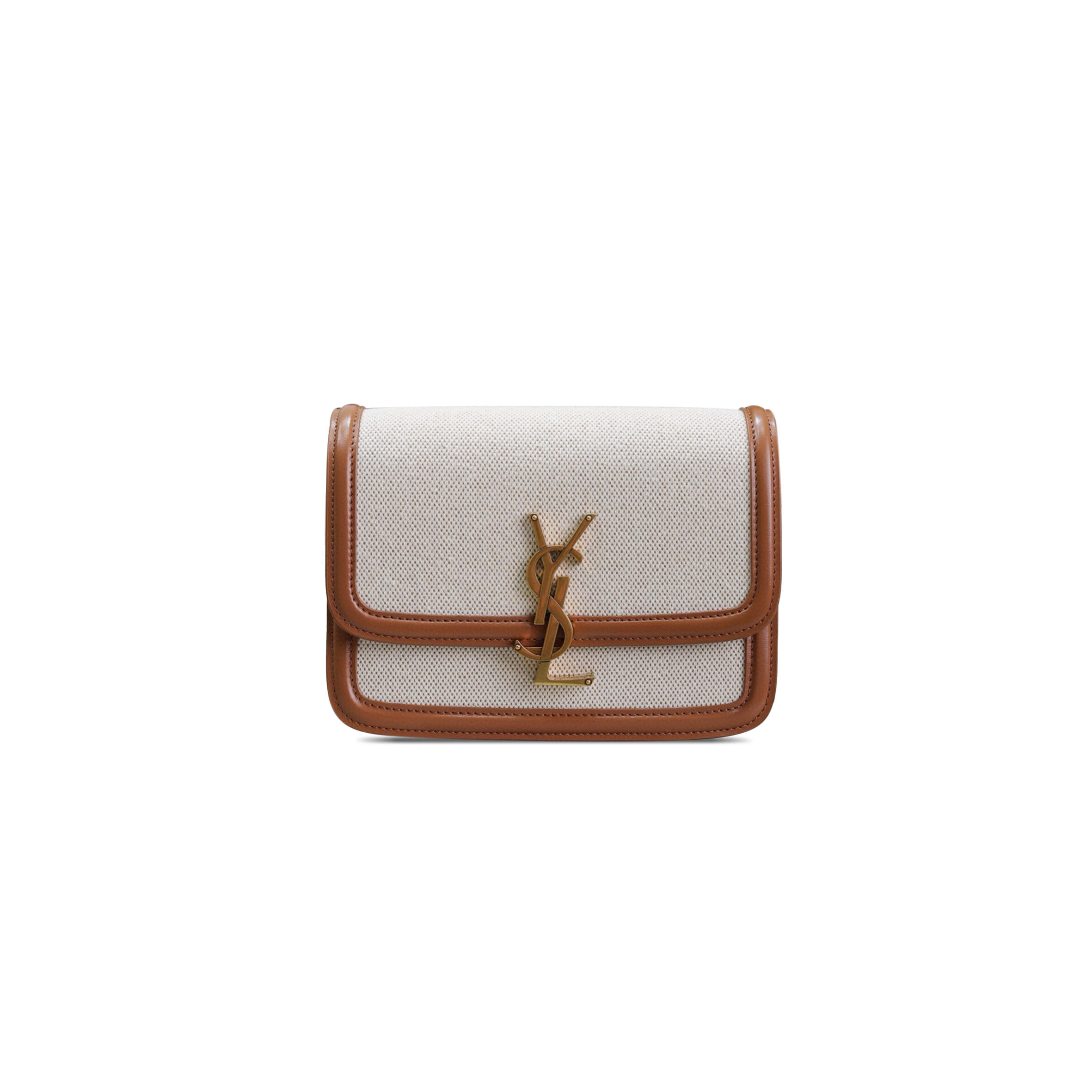 YSL SOLFERINO SMALL SATCHEL IN CANVAS AND LEATHER 634306 (19*13*5cm)
